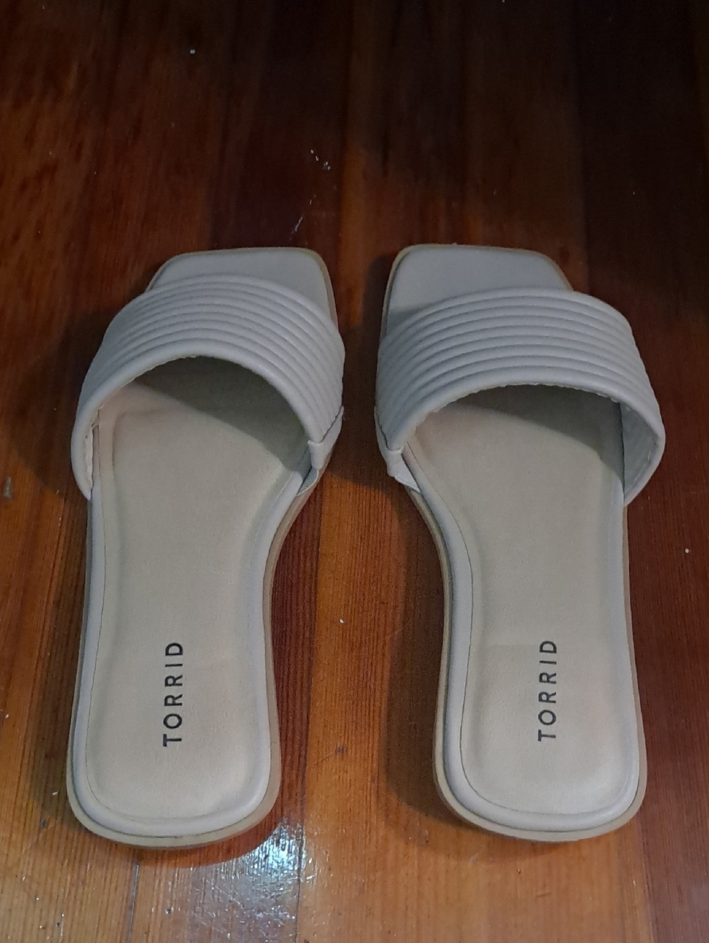 torrid Neutral Ribbed Strap Slide Sandals - Picture 3 of 7